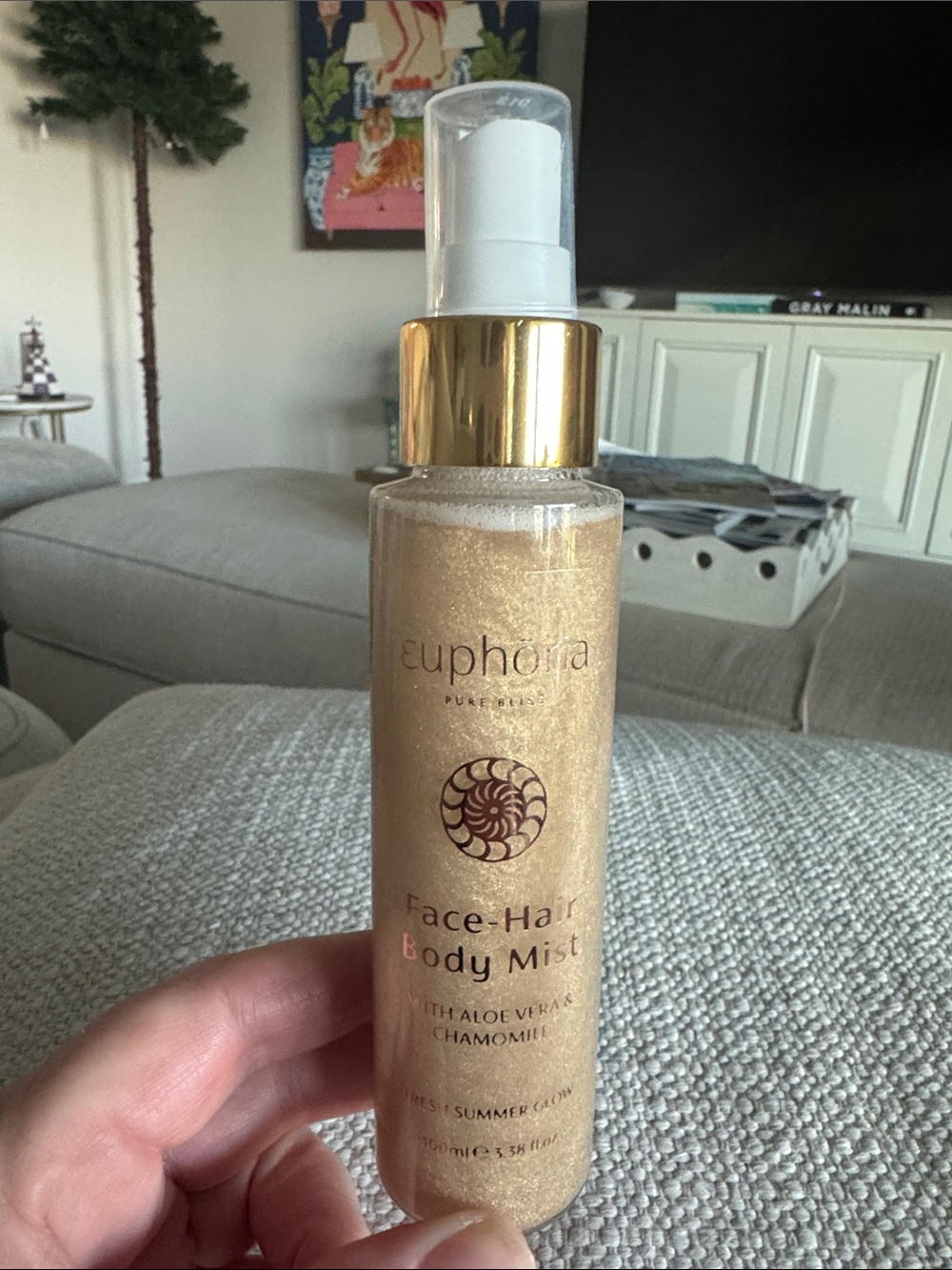 Euphoria Face + Body Mist in Shimmery Gold Fresh Summer Glow New